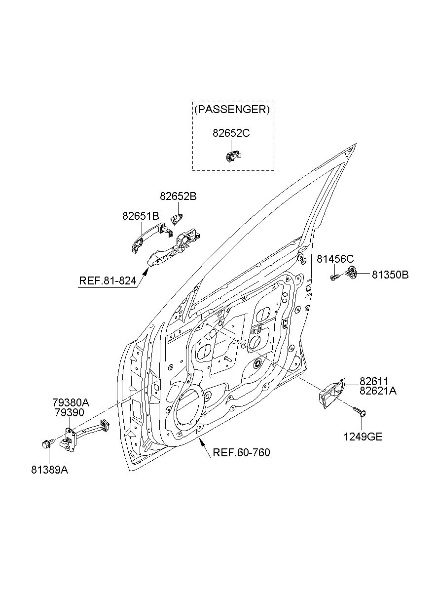 82621-2B000-WK Genuine Hyundai Housing-Door Inside Handle RH