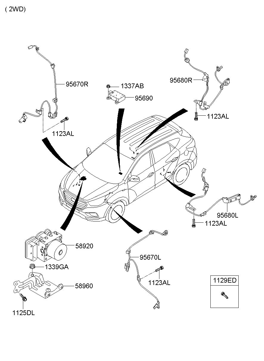 HYUNDAI (HS), TUCSON IX, IX35 10, SENSOR ASSY-ABS RR WHEEL RH, 956812S300 ( 95681-2S300)