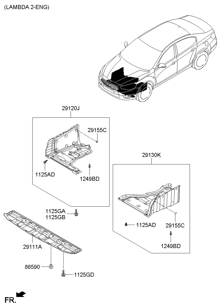 KIA (KS), K7 (CADENZA) 10, PNL-SIDE COVER,LH (29130-3R500)