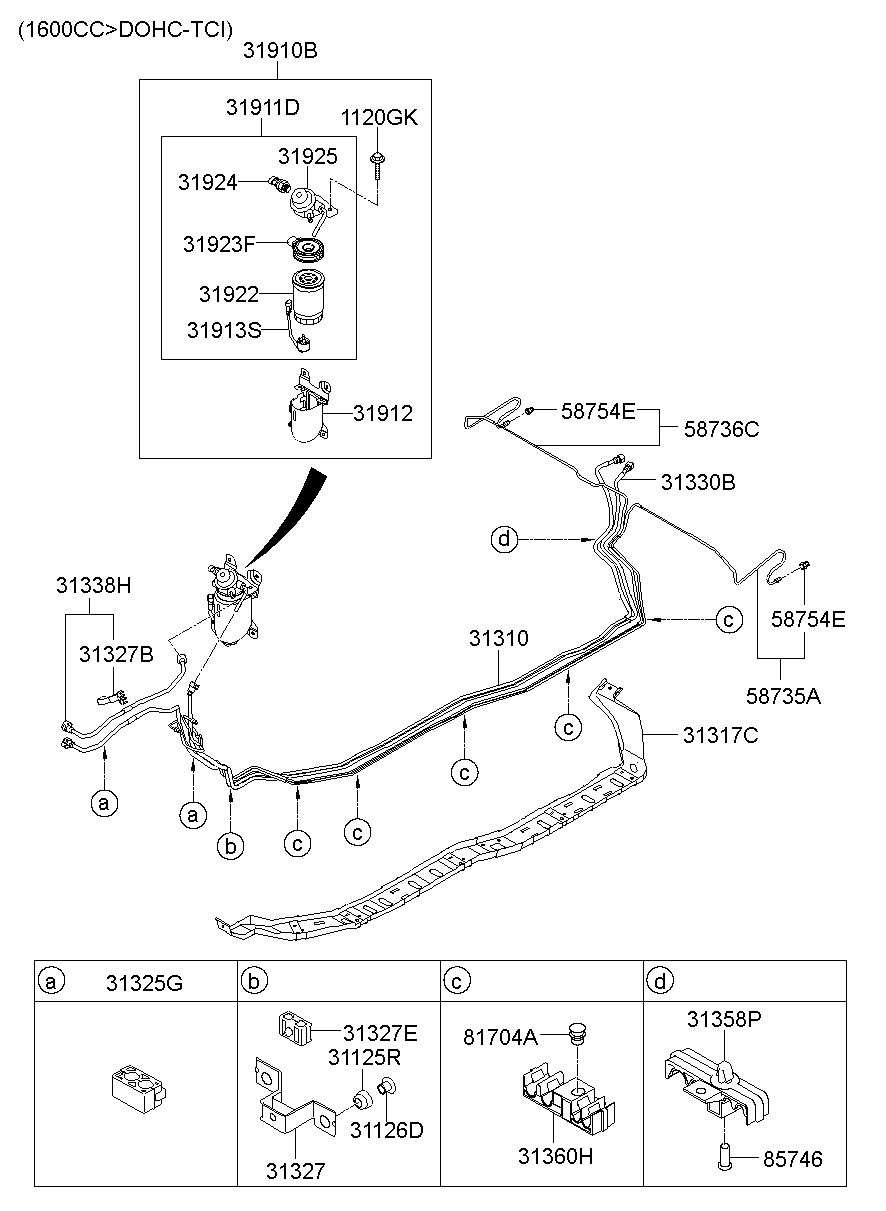 KIA (KS), FORTE (CERATO), TUBE-FUEL FEED, 313101M000 (31310-1M000)