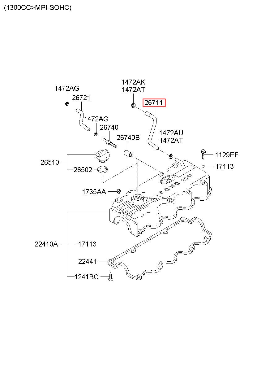 【在庫あり】 (GETZ) CLICK (HS), HYUNDAI 06, (26711-22642) HOSE-BREATHER その他