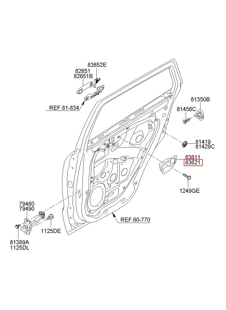 82621-2B000-SH Genuine Hyundai Housing-Door Inside Handle RH