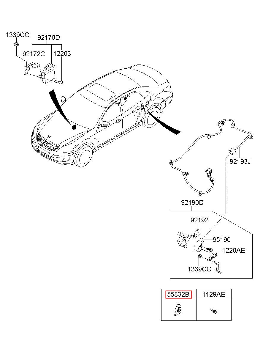 HYUNDAI (HS), NEW EQUUS 09, SENSOR-HEIGHT, 558323M000 (55832-3M000)