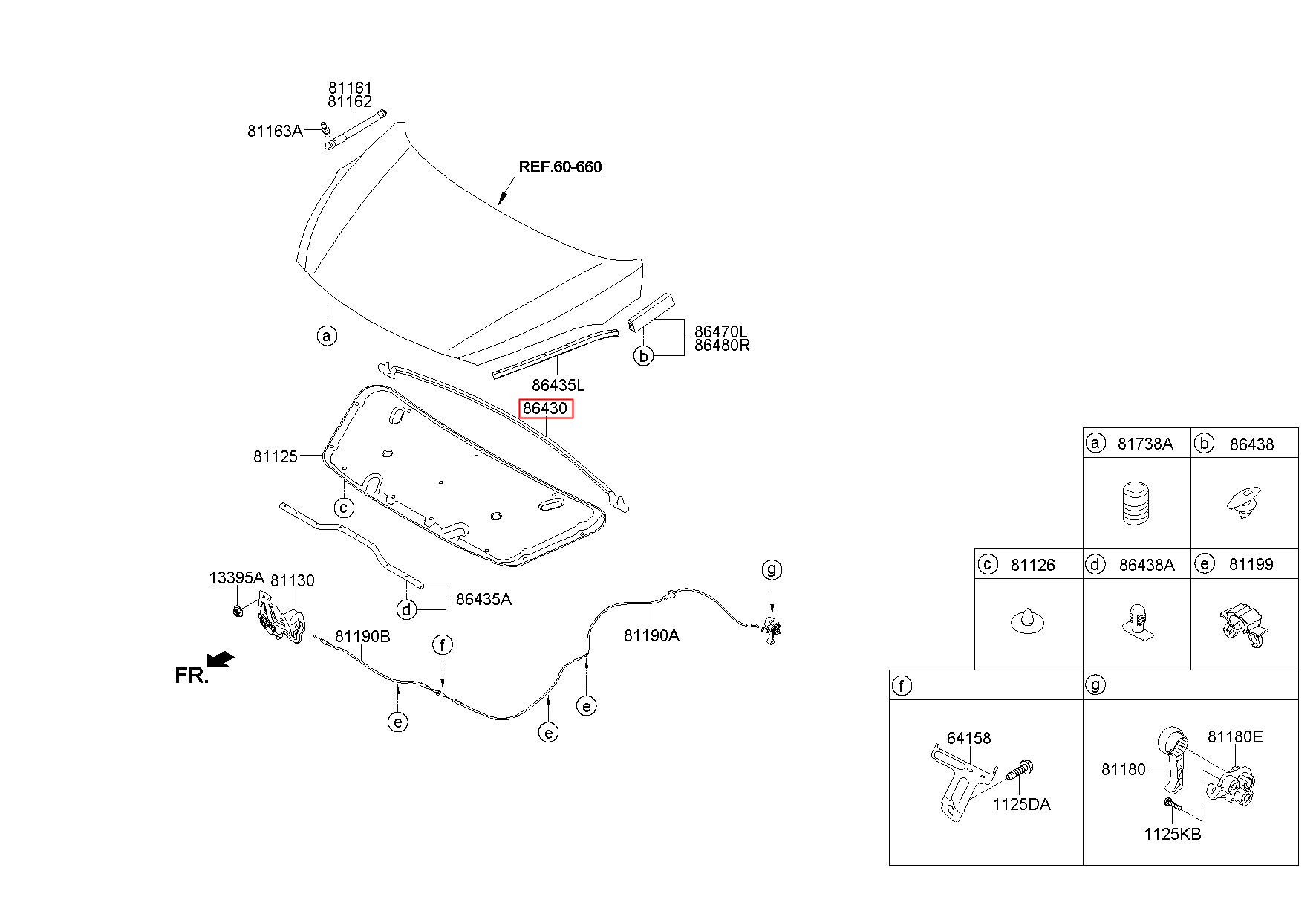 HYUNDAI (HS), I40 11, W/STRIP-HOOD, 864303Z000 (86430-3Z000)