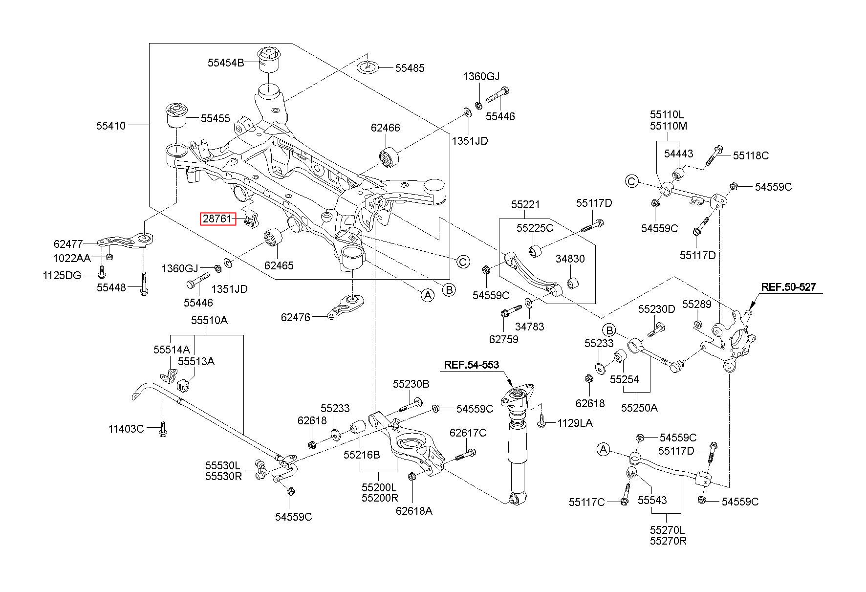 HYUNDAI (HS), GENESIS COUPE 09, SUPPORT-HANGER (28761-3M100)