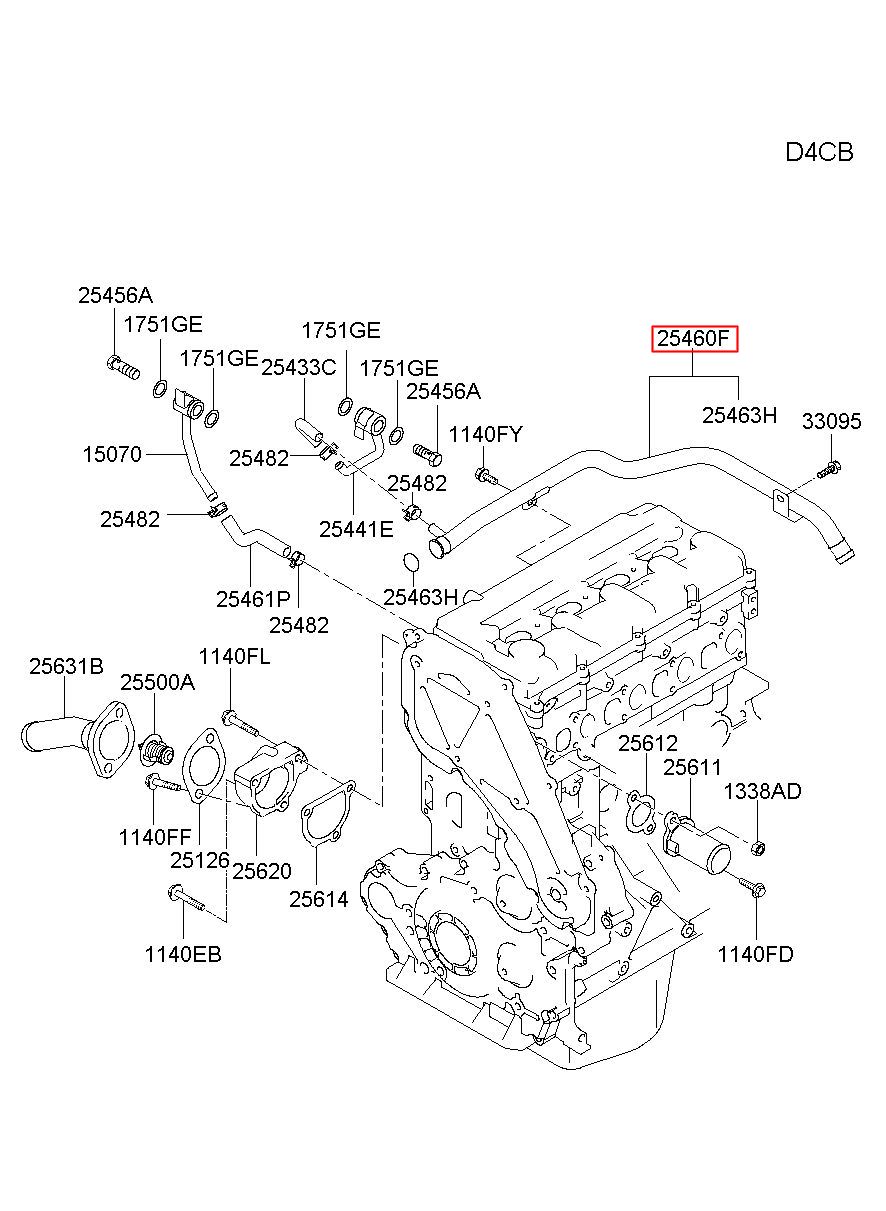 HYUNDAI (HS), PORTER 2, PIPE & O-RING ASSY-HEATER (25460-4A350)