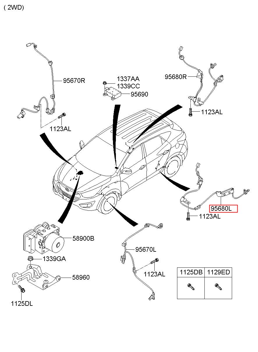 HYUNDAI (HS), TUCSON IX, IX35 10, SENSOR ASSY-ABS RR WHEEL LH, 956802S300 ( 95680-2S300)