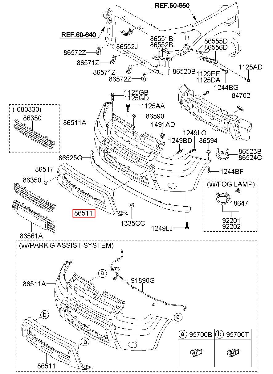 86530-C2000 Genuine Hyundai Rail Assembly-Front Bumper